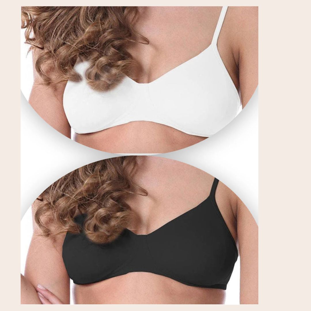 RAKS Pack of 2 Bridal Bra | Non-Padded, Non-Wired | Black & White — view 3