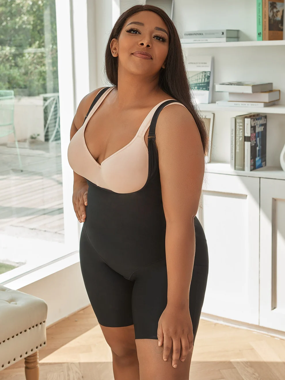 Plus Crotchless Shapewear Romper Bodysuit — view 2