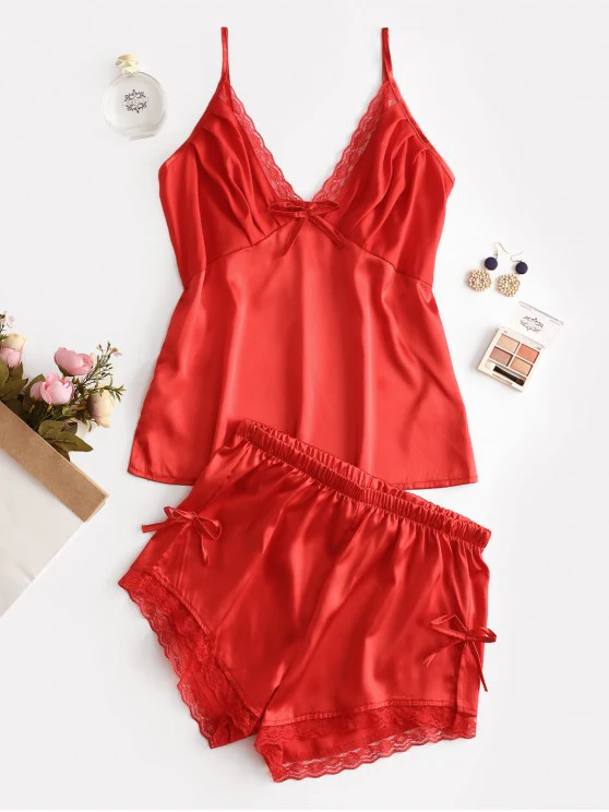 2 Piece Inner Top and Short Silk Cami Set — view 3
