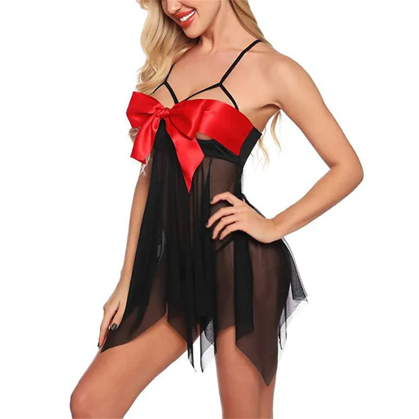 Bowknot Sling Front Open Short Lingerie — view 3