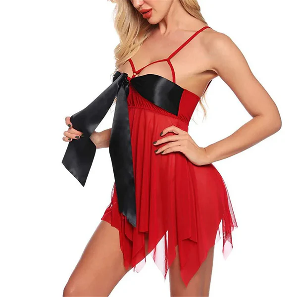 Bowknot Sling Front Open Short Lingerie — view 2