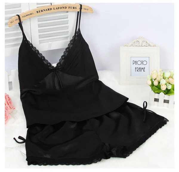 2 Piece Inner Top and Short Silk Cami Set — view 4