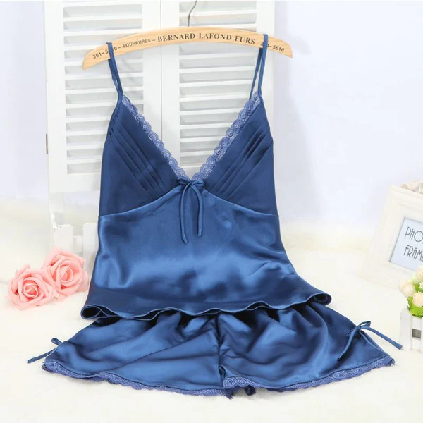 2 Piece Inner Top and Short Silk Cami Set — view 2