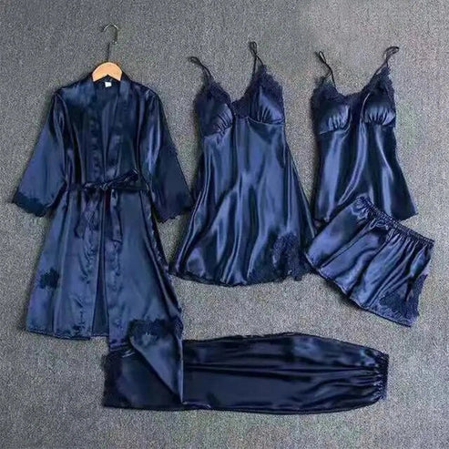 Royal Bridal Silk 5-Piece Nightgown Set – Luxury & Romance for Brides — view 2