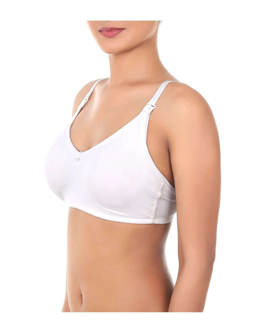 Double Layered Wire-Free Nursing Bra – White — view 3
