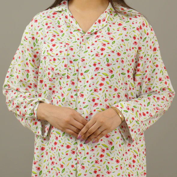 White Roselle Summer Linen PJs — view 2