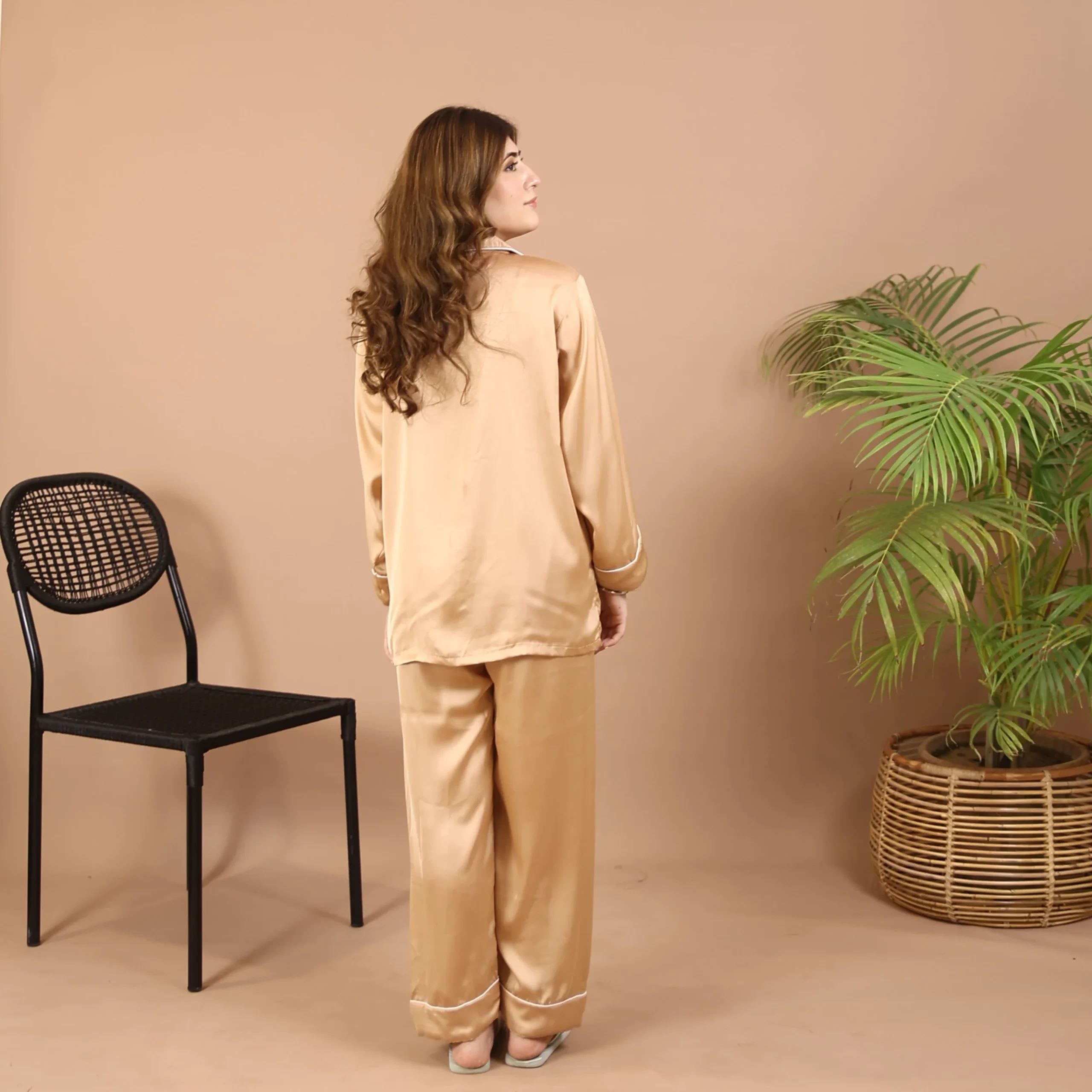 Beige Silk Pjs — view 3