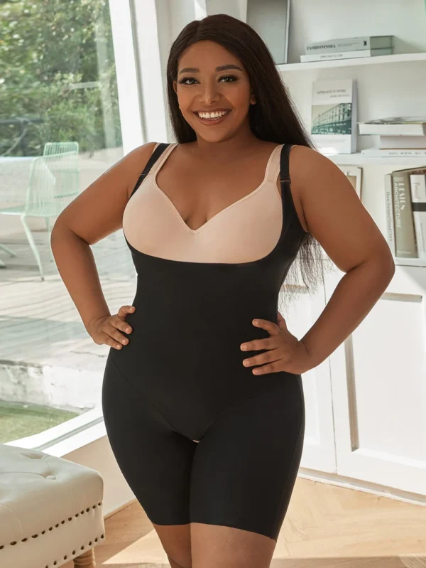 Plus Crotchless Shapewear Romper Bodysuit