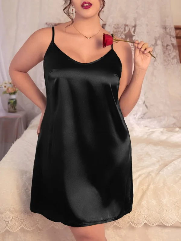 SilkySpell Plus Solid Satin Cami Pajama Nightdress