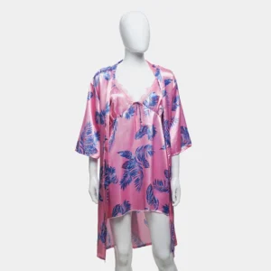 Hawaiian Print Silk 2pcs Nightgown set