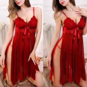pleated red bridal nighty