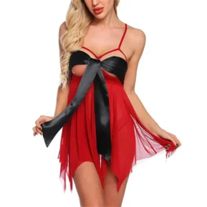 Bowknot Sling Front Open Short Lingerie