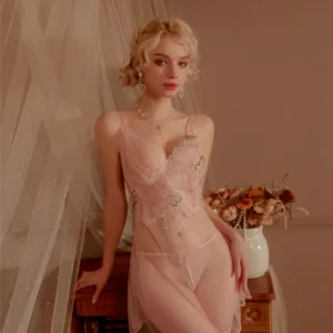 Floral Mesh Transparent Sexy Short Lingerie