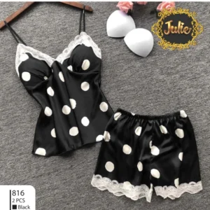 polka dot black cami set
