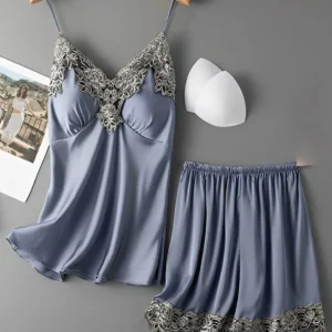 Rayon Silk Embroidered Padded Cami Set
