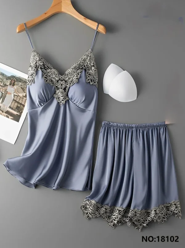 Rayon Silk Embroidered Padded Cami Set