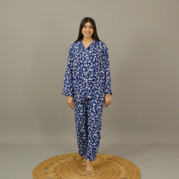 Blue Floral Summer Linen PJs