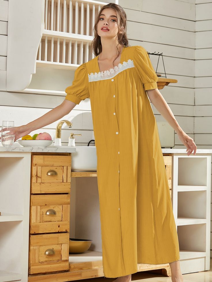 Cotton front open summer night dress for ladies