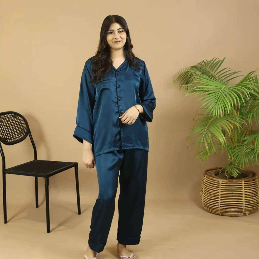 silk blue night dress 