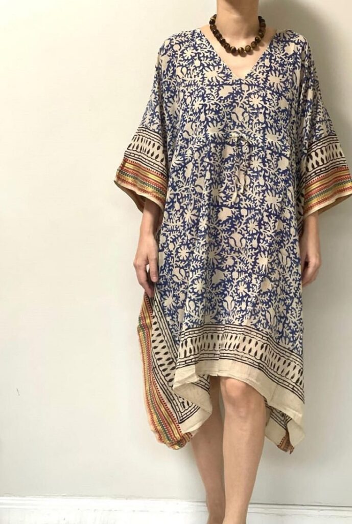 Block Print Short Cotton Kaftan