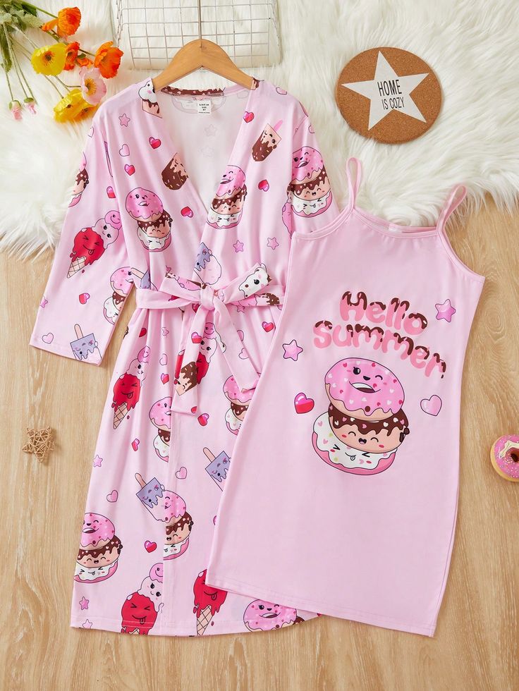  Sleep Dress Set With Long Sleeve Robe