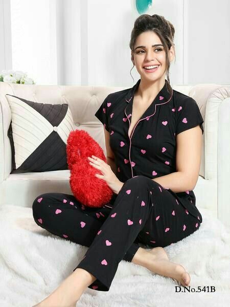 Black summer pjs set for pakistani women