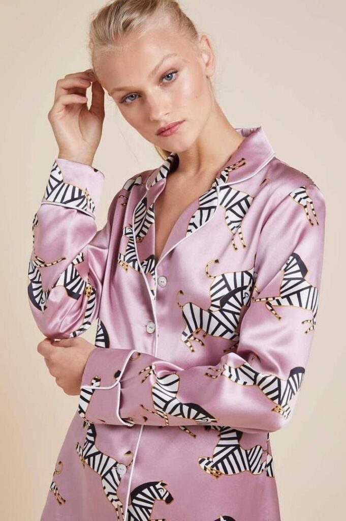 Cute Prints Silk Pyjama Set for Girls 