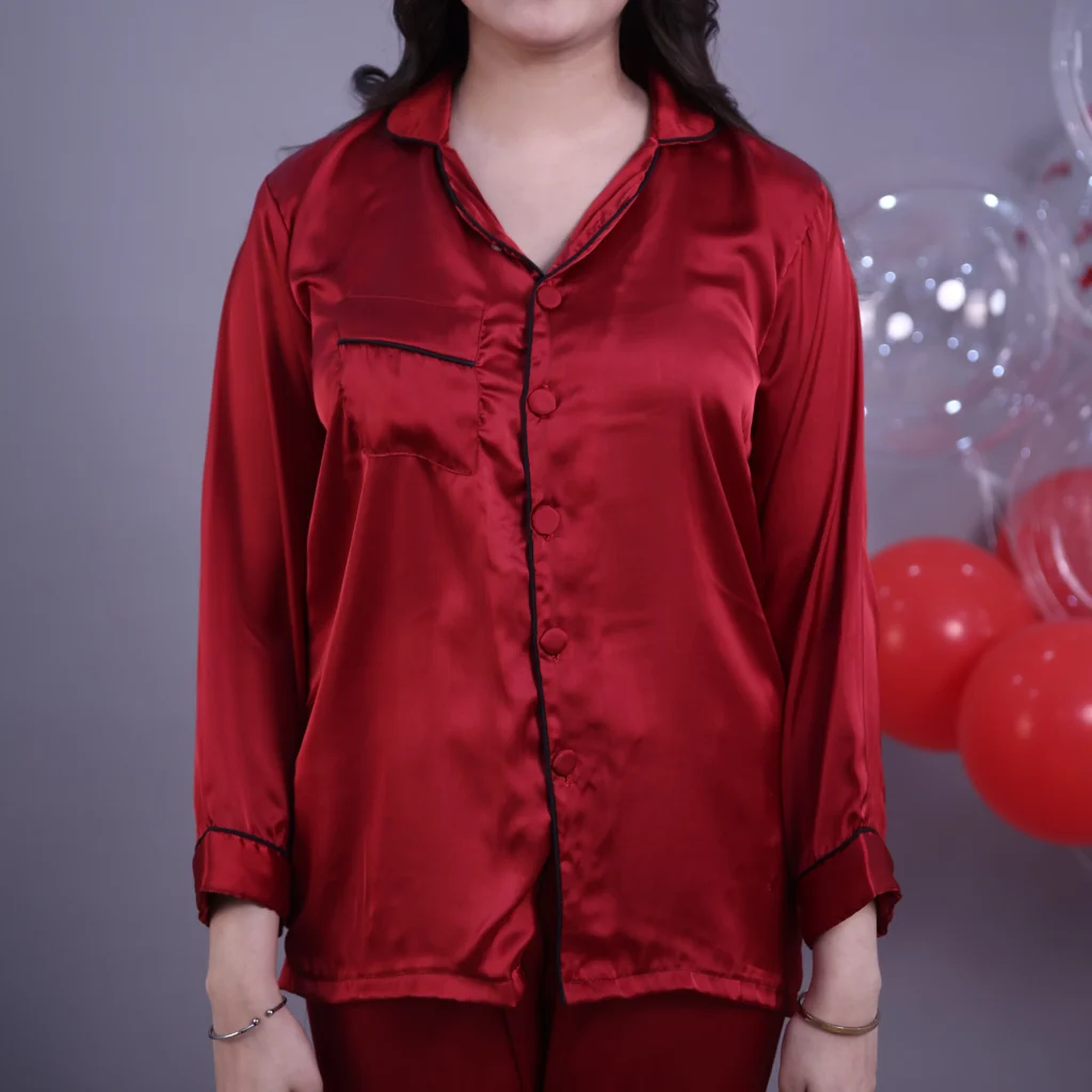 silk maroon pjs 