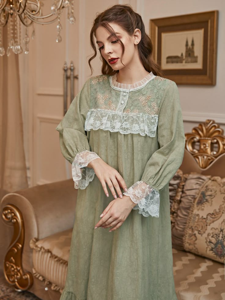 floral lace detailing on nighty 